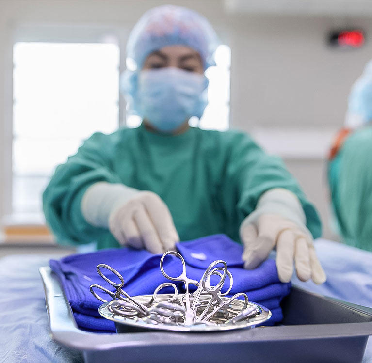 Veterinarian conducting surgery