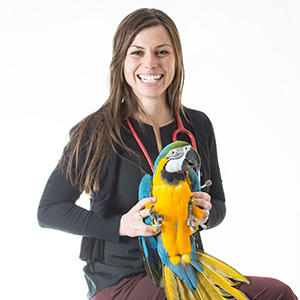 Krista Keller holding a parrot